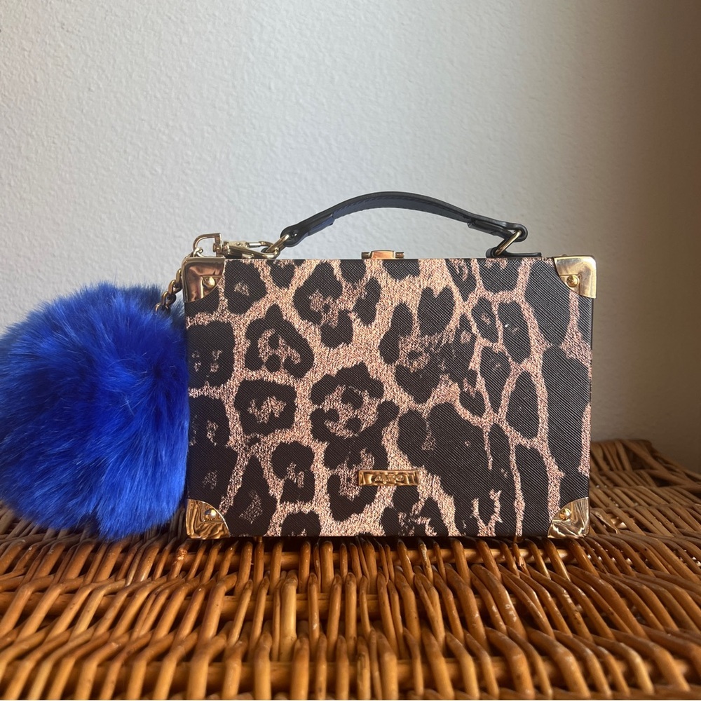 Aldo Box Handbag with Pom Keychain